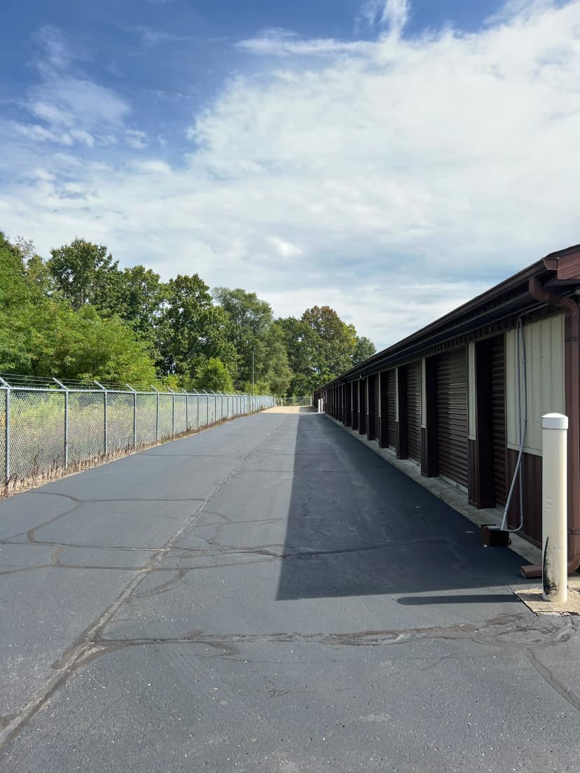Secure perimeter fence around storage facility
